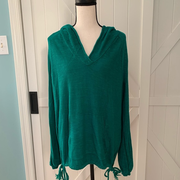 Free People Sweaters - Women's Free People Green Hooded Sweater Size Medium